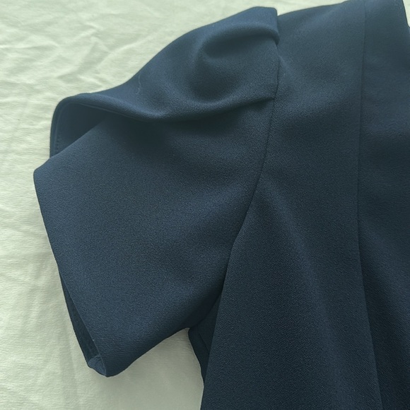 Calvin Klein Tulip-Sleeve Sheath Knee length Dress in Navy Blue Size Petite 0 - Picture 10 of 15